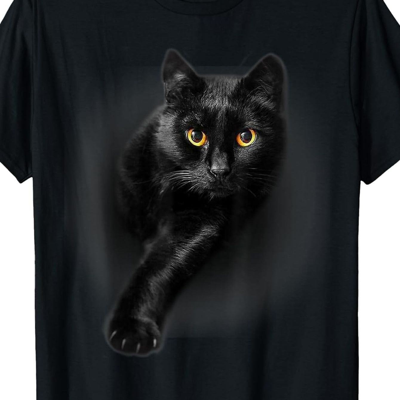 TEMU Black Cat Yellow Eyes T-shirt, Cute Cat T-shirt, Gift T-shirt - Novelty Item, Men's Novelty T-shirt