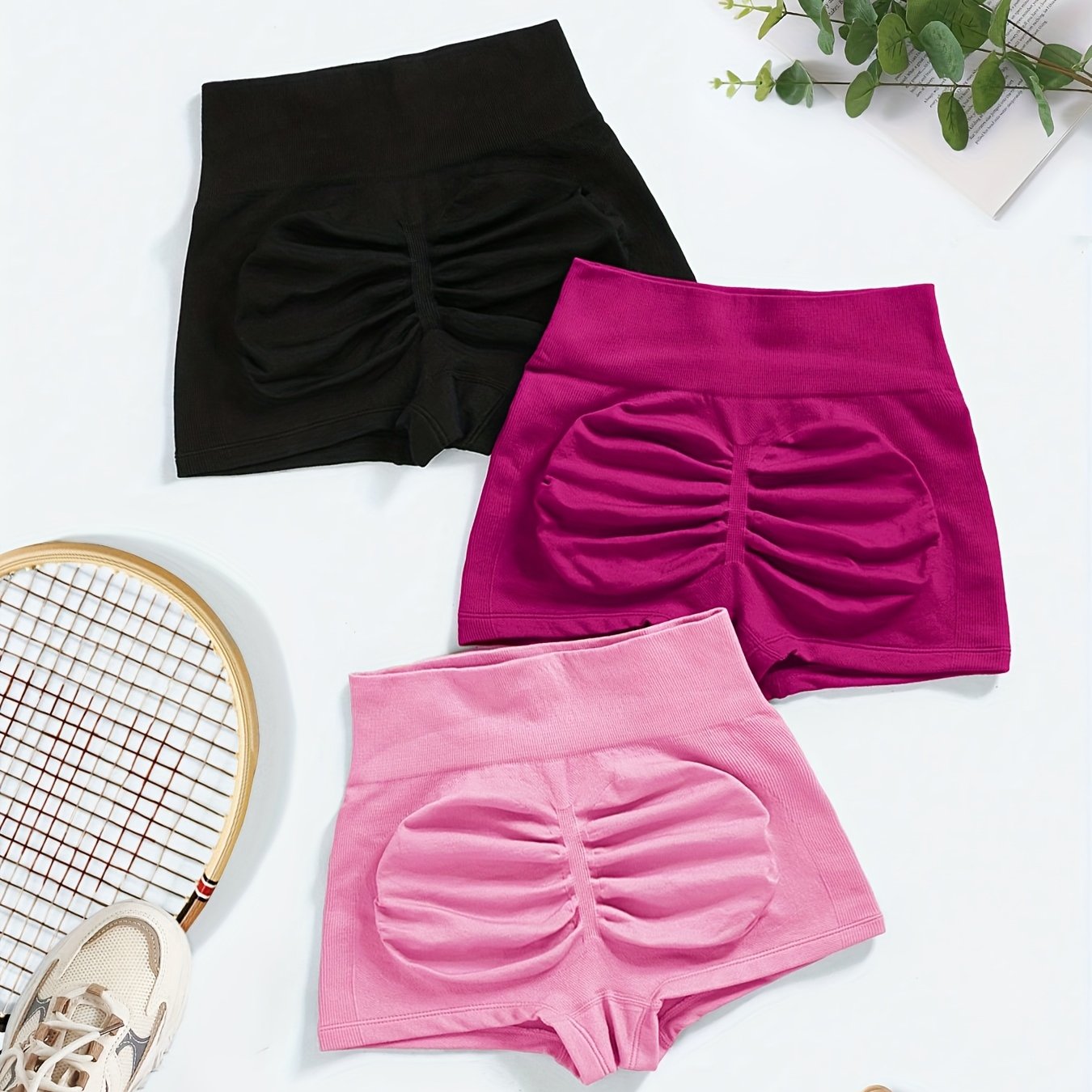 E-shop Sportliche Yoga Fitness Shorts, Westliche Nahtlose String Shorts - Hochtaillierte, eng anliegende, Po-Lifting, weiche, enge Damen Yoga Shorts