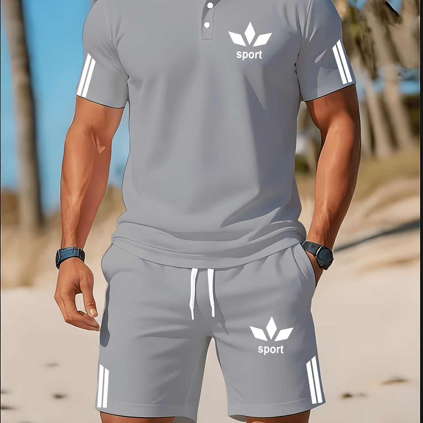 TEMU Men's -stretch Golf Set, Streetwear Casual Sportswear, Versatile Outdoor Apparel For Dating