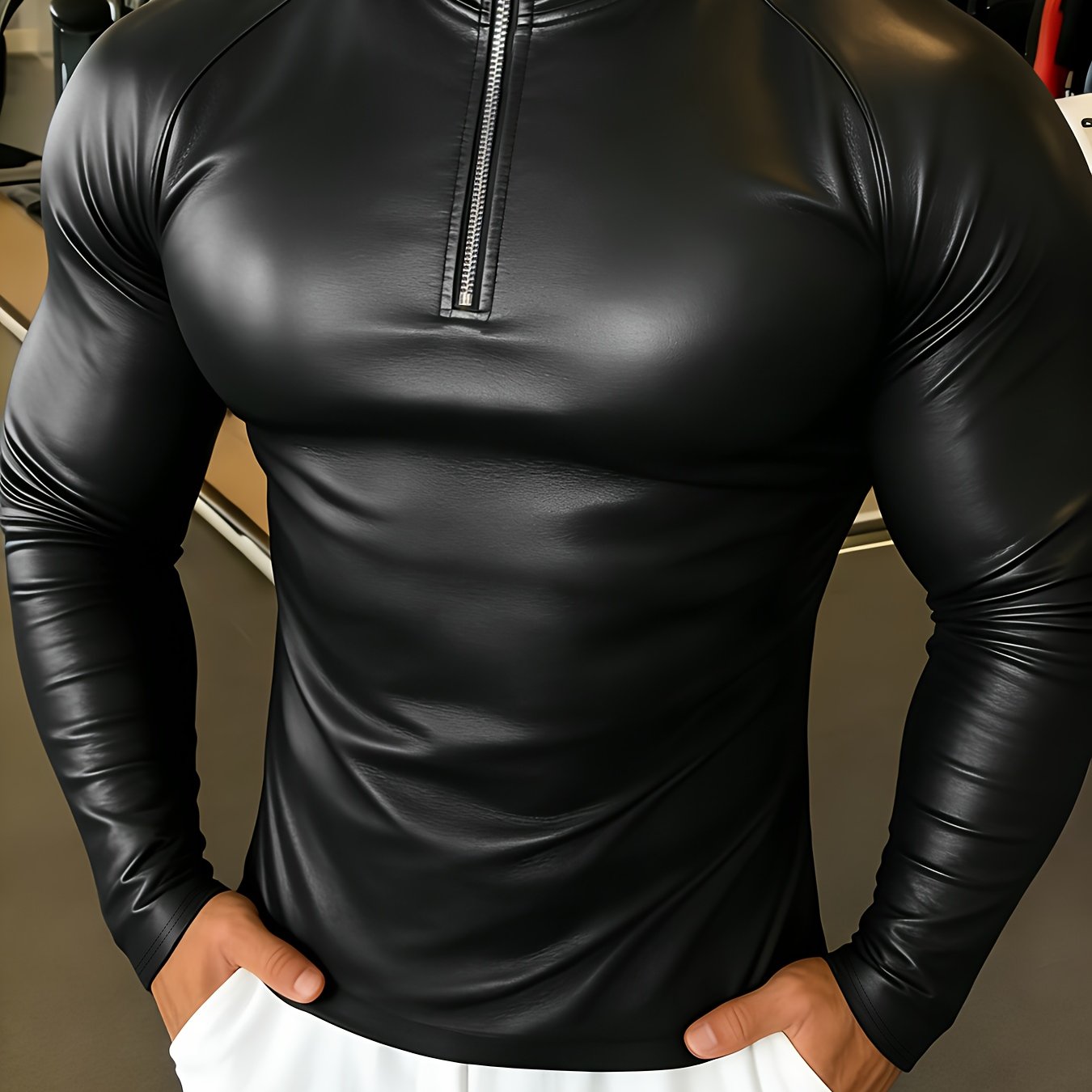 TEMU Herrlångärmad T-shirt, Herrstretch T-shirt, Herrzip-up T-shirt