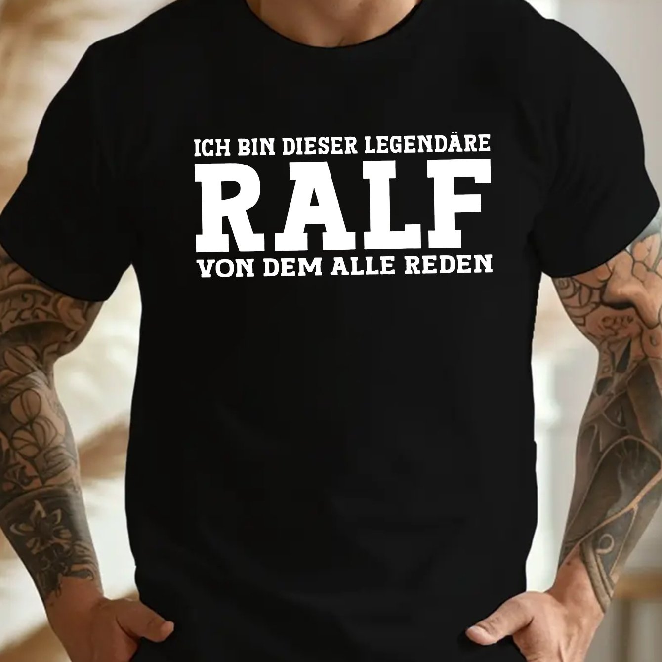 TEMU Witziges Humor-Deutsch Crinkle Plus Size Herren T-Shirt, ÜBERGRÖSSE