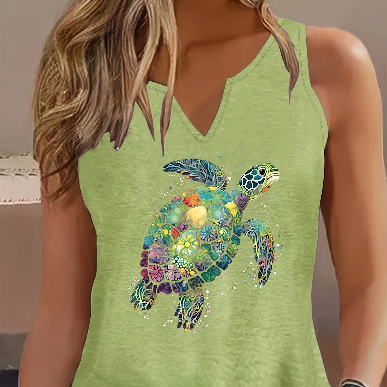 E-shop Tanktop mit Buchstabenprint, ärmelloses V-Ausschnitt-Freizeitoberteil für Sommer und Frühling, Damenbekleidung