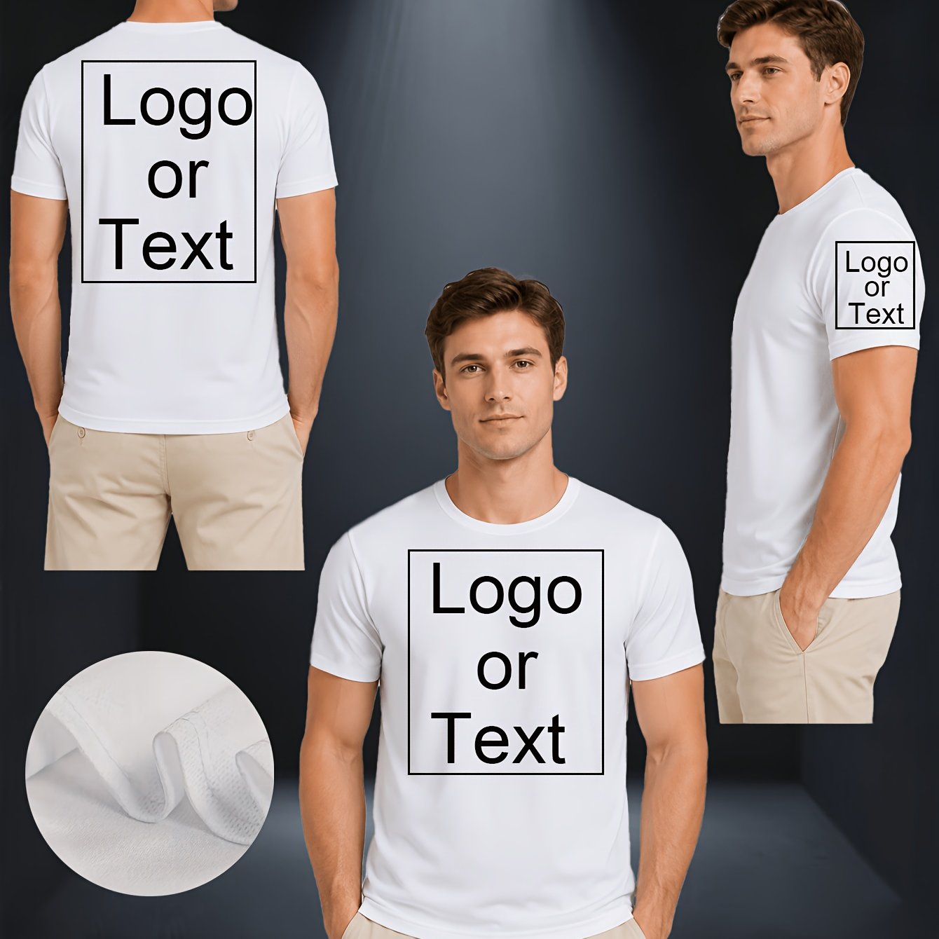 TEMU T-shirts de sport pour hommes à séchage rapide personnalisables, impression en 3 parties sur le , les poignets et le dos, logo/patron