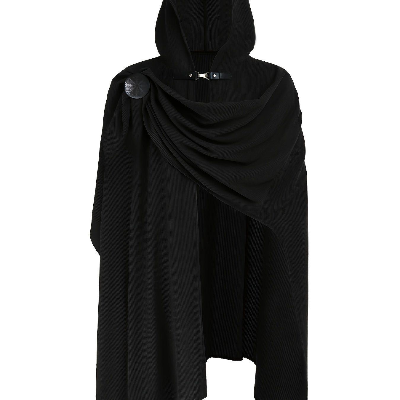 TEMU Capuche Noir Médiéval Foncé avec Coupe Irrégulière, Parfait pour Gothiques d'Halloween, les Tenues Rétro de Mardi Gras, de Spectacle de Fête