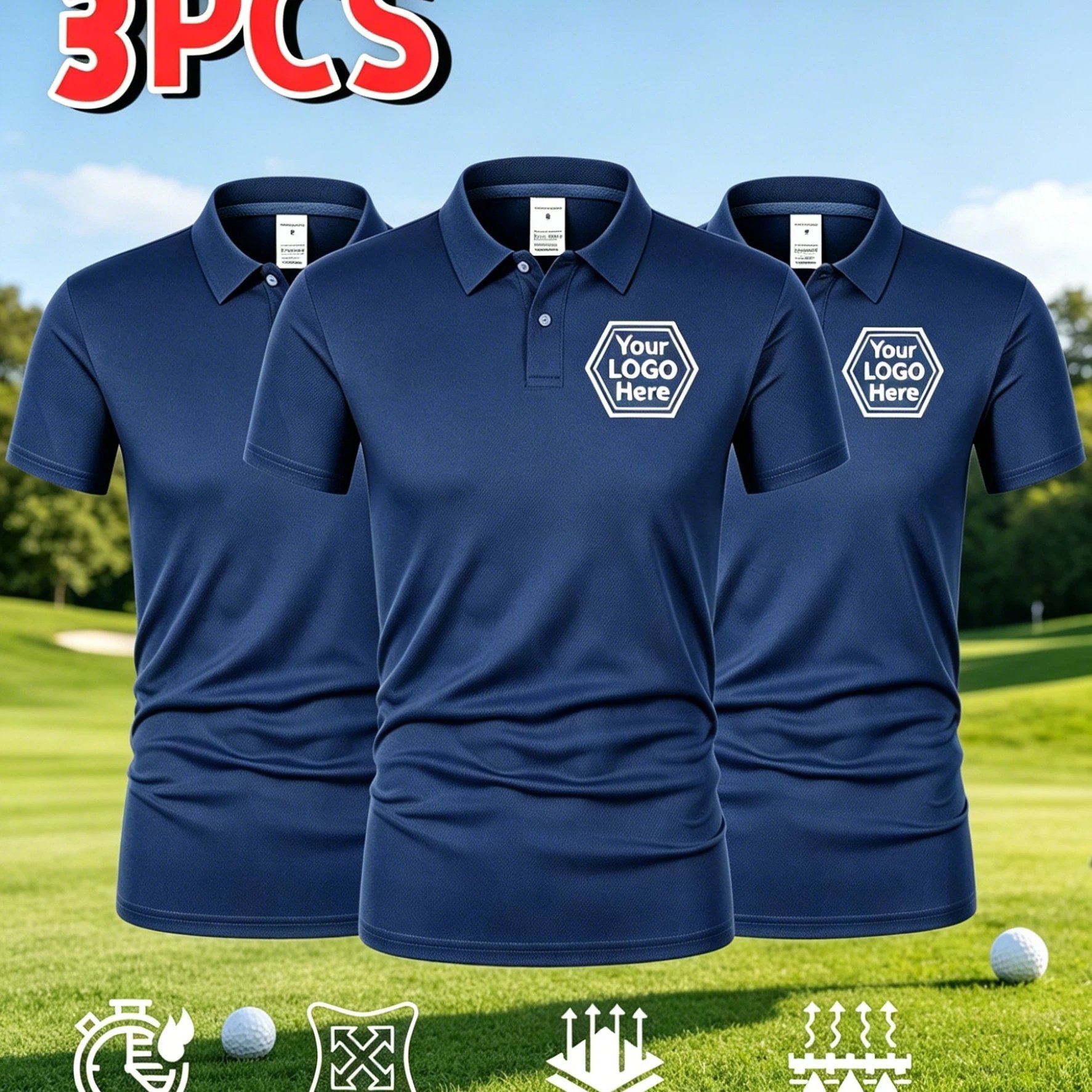 TEMU 3pcs Men's Custom Quick-dry Shirts, Workwear Customization, Studio Customization, Corporate Customization, Employee Uniform Customization, Team