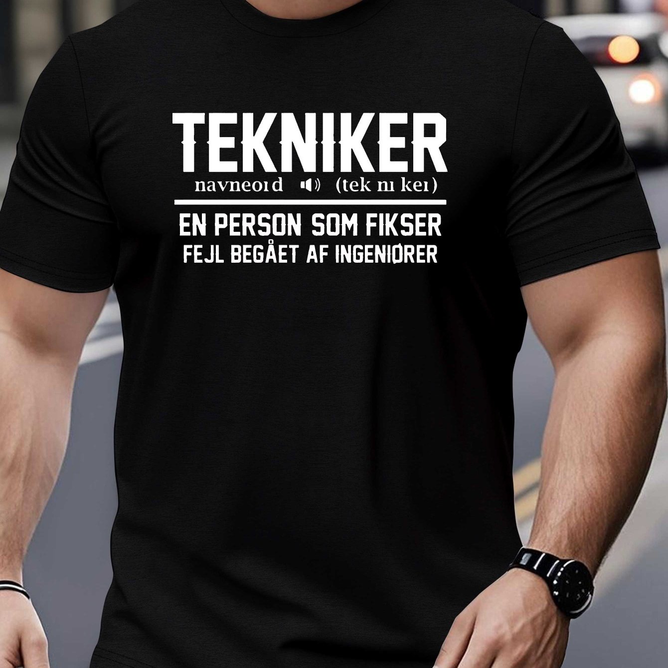 TEMU Teediy Men's Plus Size Big & Tall T-shirt - Funny Danish Father's Day Graphic Print Short Sleeve Round Neck Casual Summer Tee Suitable For Daily