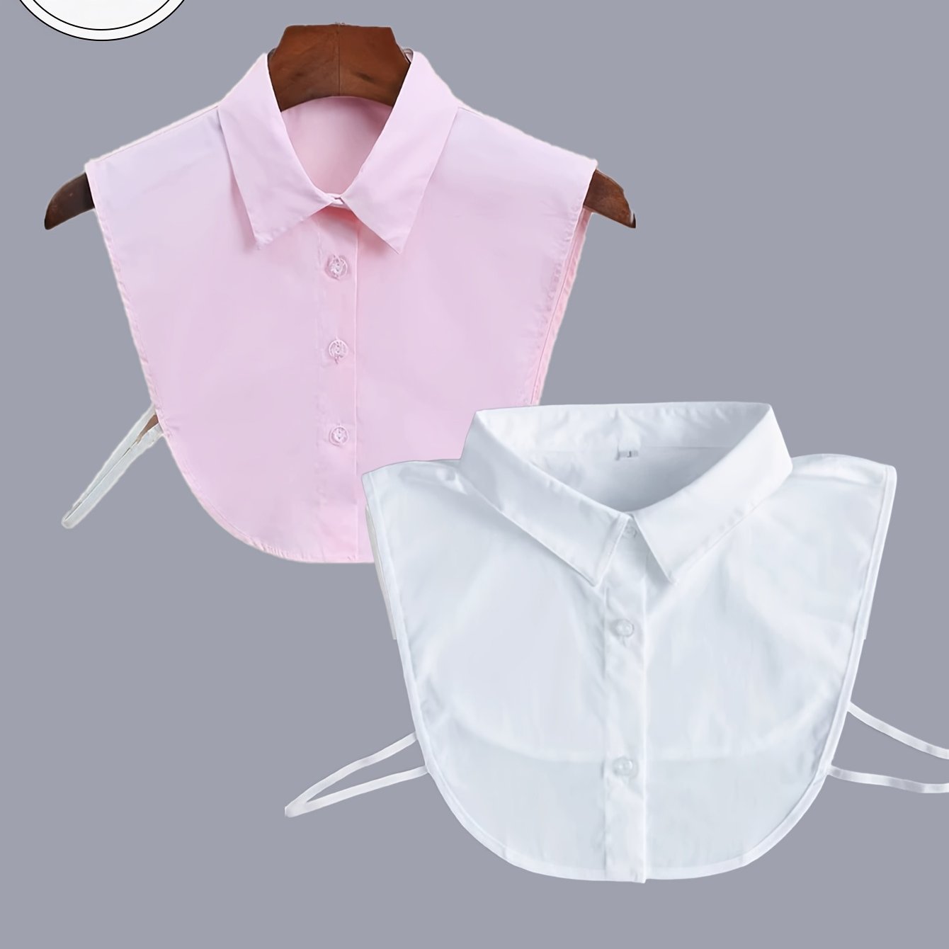 Image of 2pcs Pink Small Lapel Women's Blouse Faux Collar Multi-functional Vest Sweater Detachable Striped Collar Pointed Hat, Anti-exposure