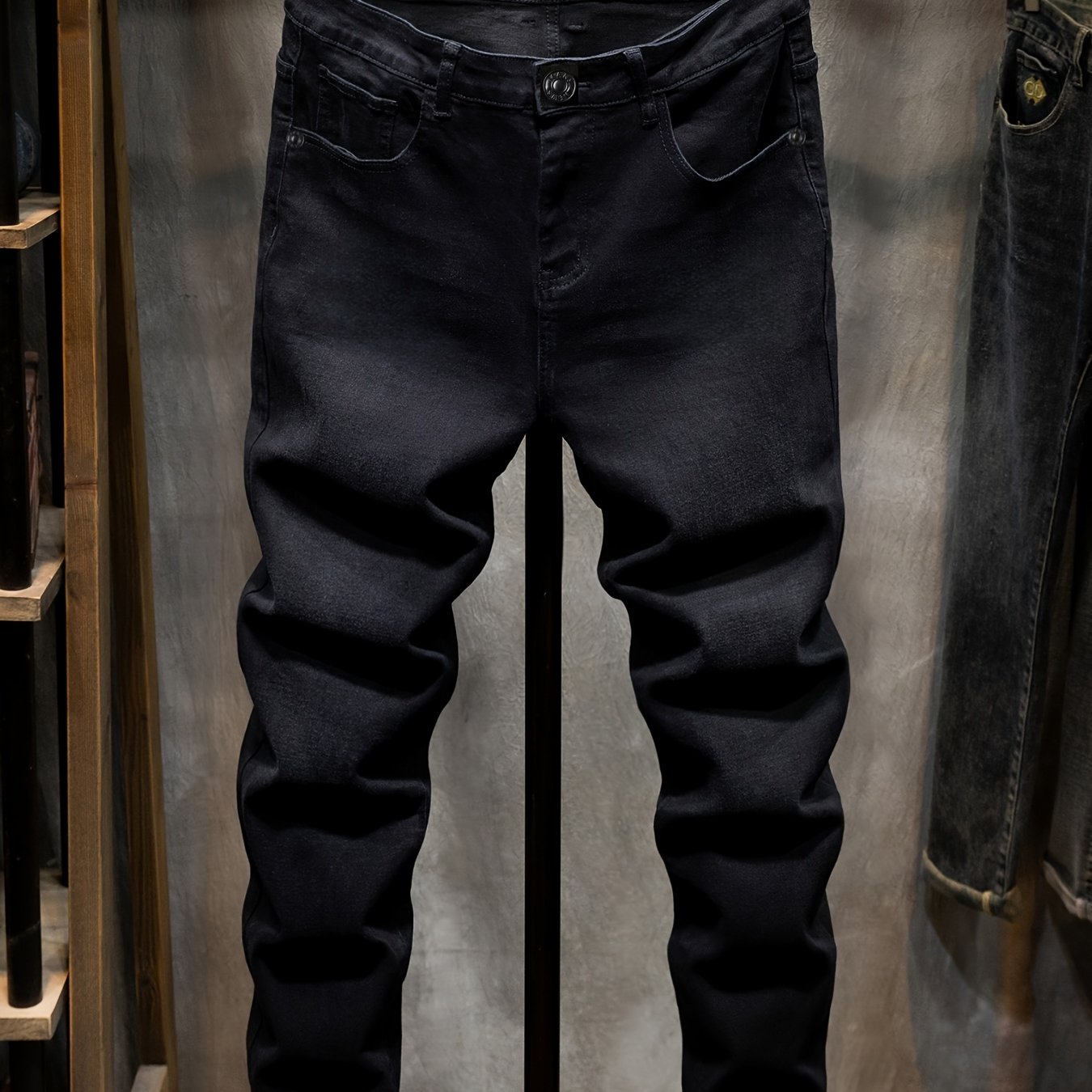 Plus Size Men's Denim Jeans, Stretchy Straight Casual Trousers, Easy And Versatile Men's Business Casual Pants, Plus Size