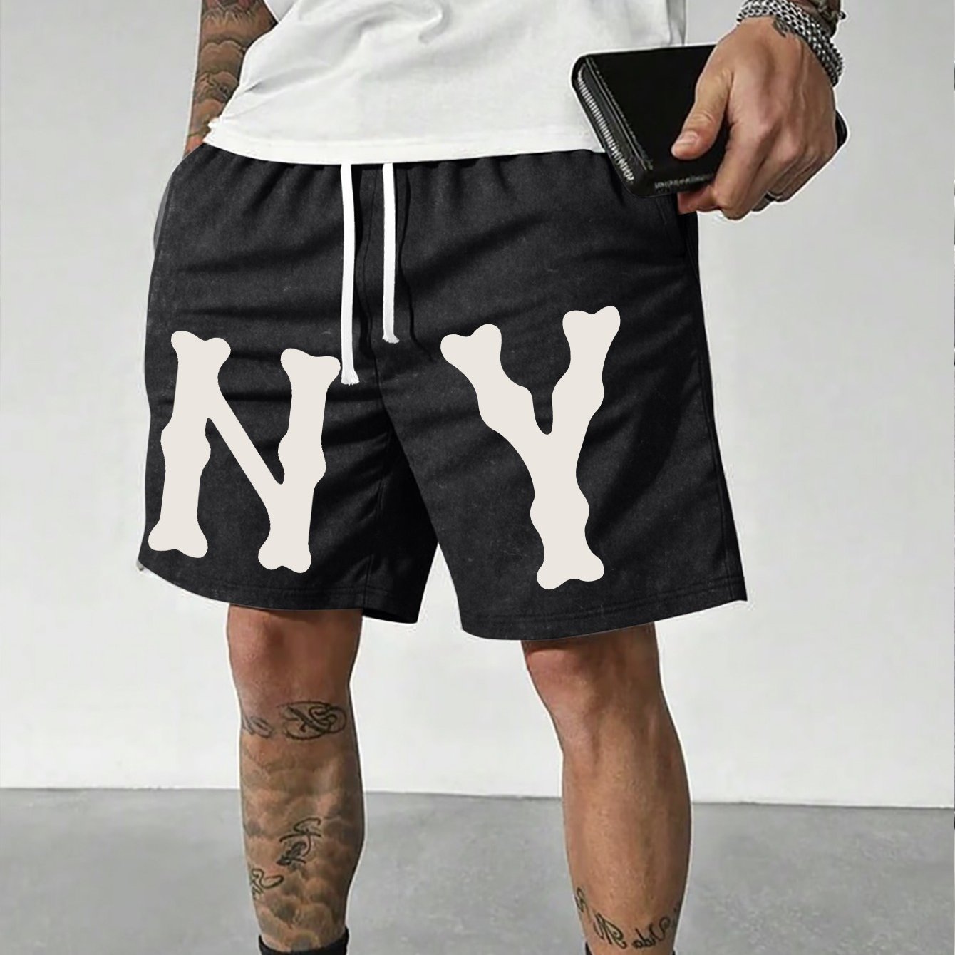 TEMU N Y Directional Printing Men's Breathable Comfy Shorts, Casual Comfy Shorts For Fitness Cycling Climbing, Men's Sports Workout Shorts