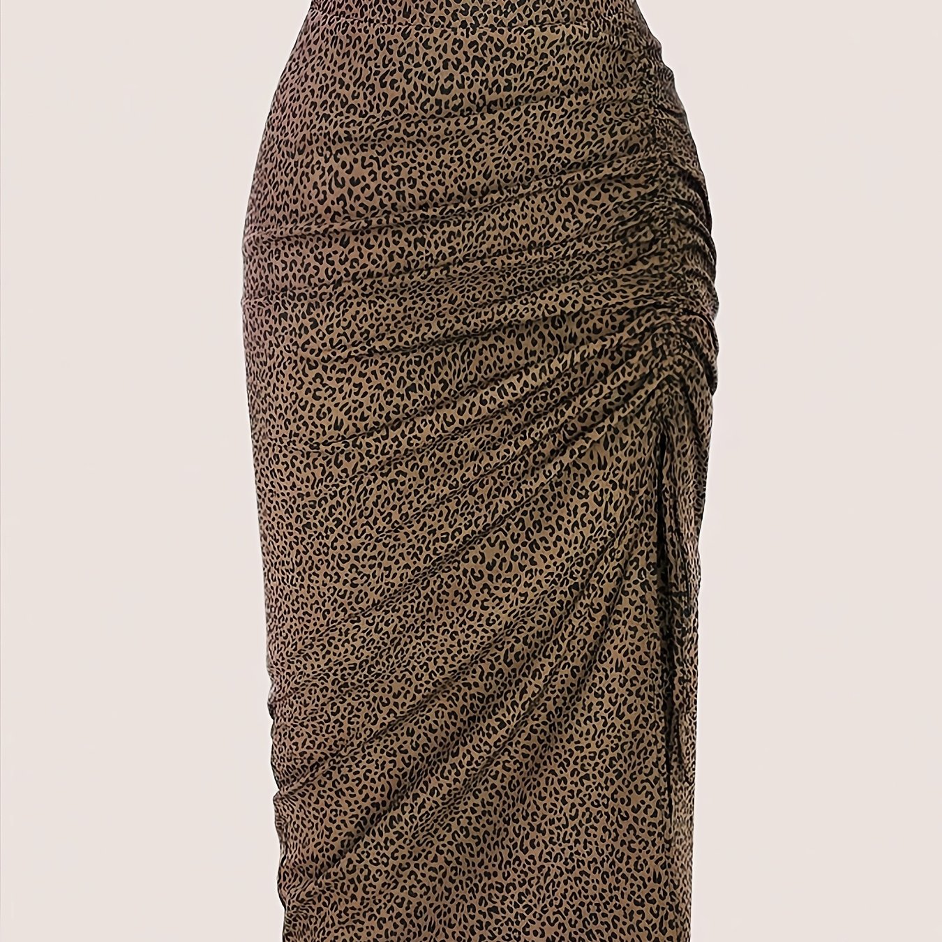 TEMU Asd1 Women's St. Drawstring Leopard Print Random Cut Skirt For Vacation