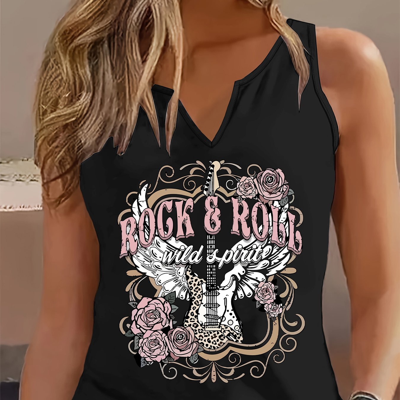TEMU Tanktop mit Grafikdruck, ärmelloses Freizeitoberteil für Sommer und Frühling, Damenbekleidung