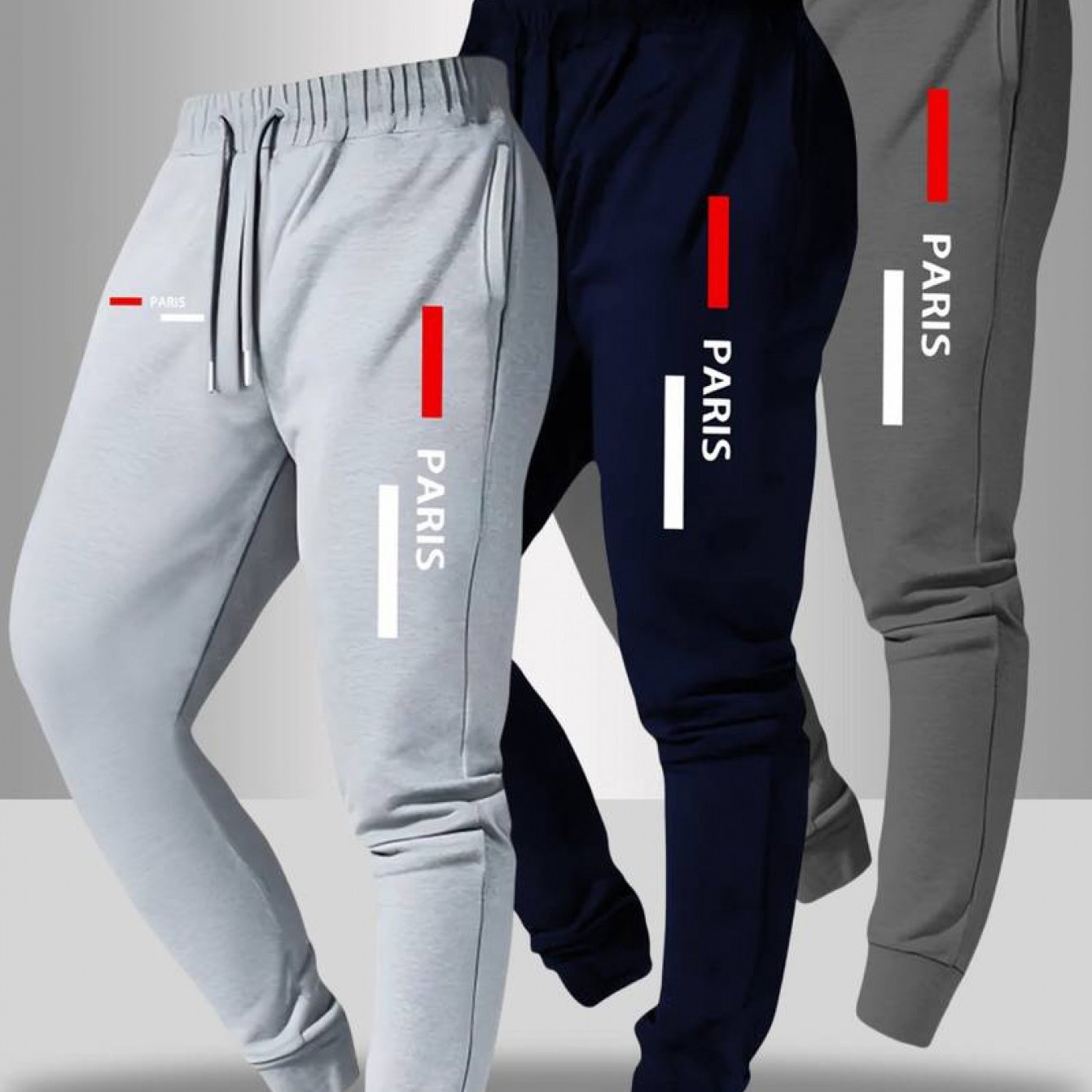TEMU Three-pack Men's Athletic Pants, Full Of Personality, Easily Become The , Suitable For Sports And Daily