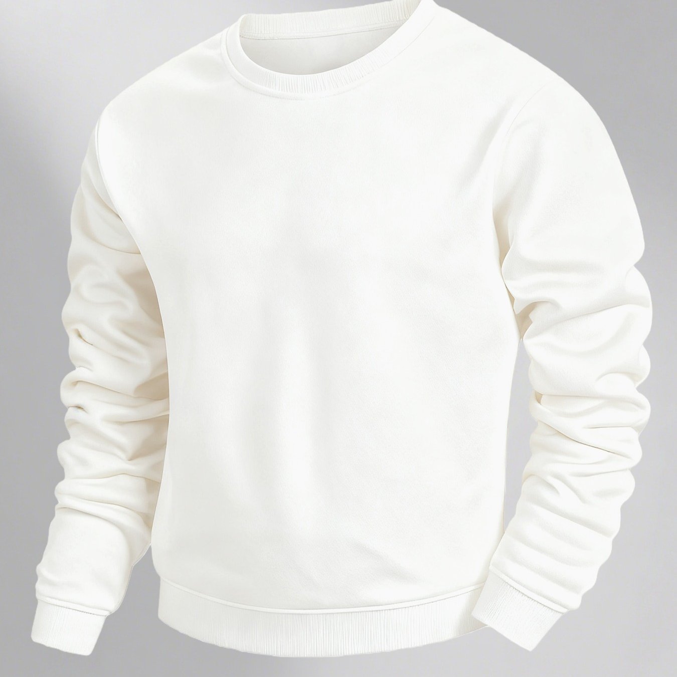 Image of Men's Fashion Solid Color Crew Neck Sweatshirt, Long Sleeve Sweatshirt, Home Casual, Outdoor Sports, Men's Gift, Christmas Gift