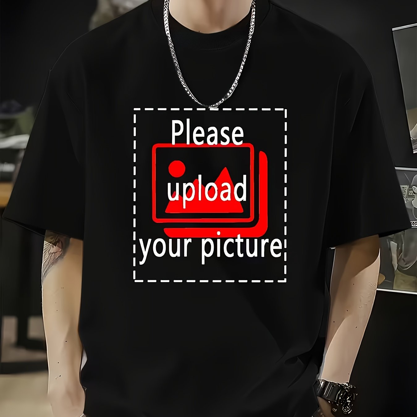 TEMU Men's Custom Solid Color T-shirt - Order Suitable For Holidays, Team Building & Group Events | Machine Washable Round Neck Casual Shirts | Plain