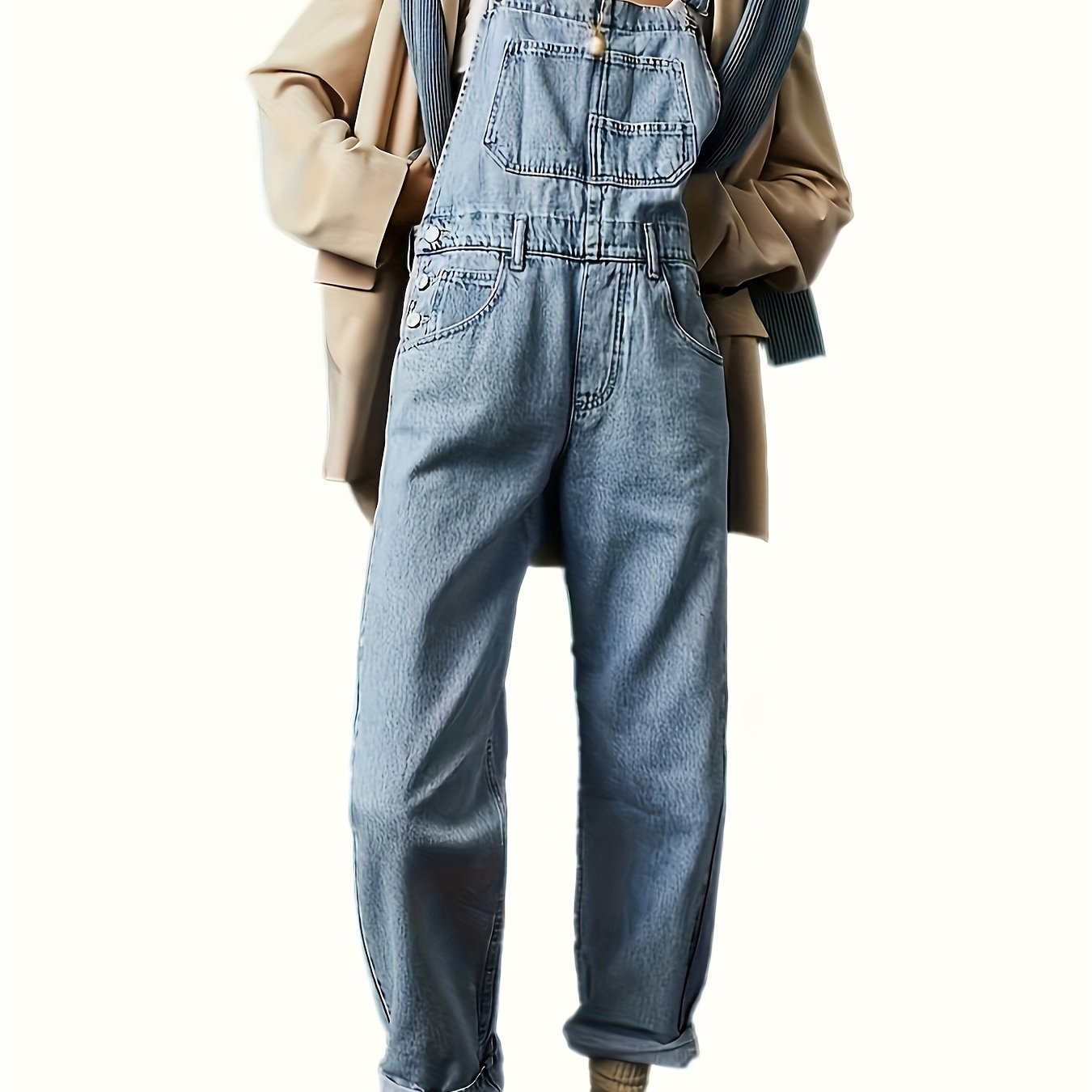 European And American Cross-border Overseas Washed Casual Work Overalls Pants Denim Jumpsuit