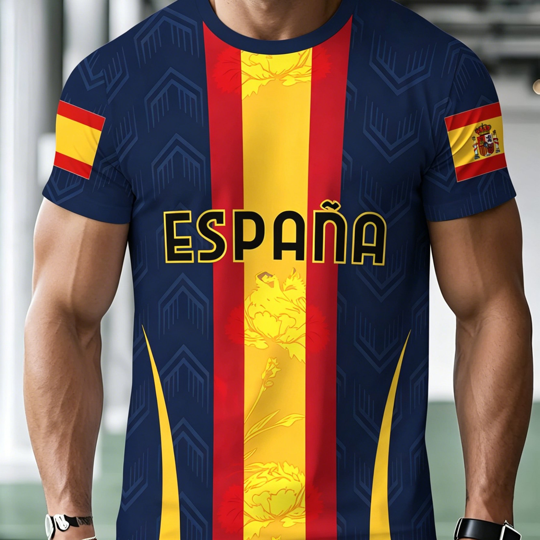 TEMU Diseño Impreso - Sin , Camiseta de Manga Corta de Cuello para Hombre Talla Grande, Camiseta Deportiva para del Fútbol, Top Casual Deportivo con