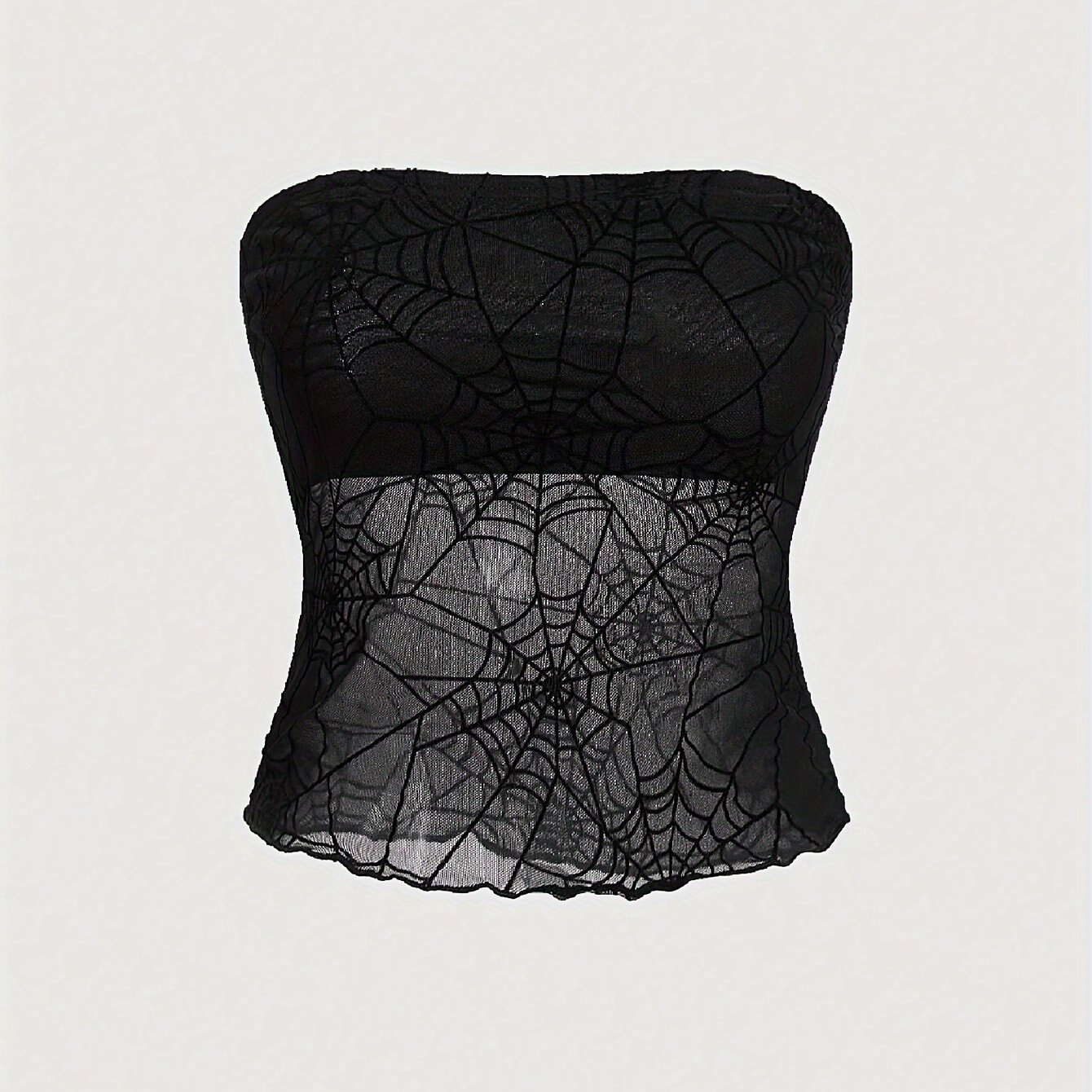 TEMU Double-layer Strapless Top With Spider Web Design For Women