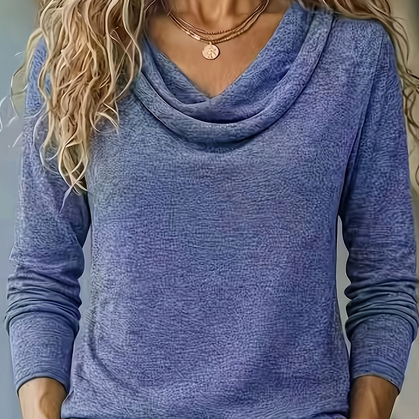 TEMU Plus Size Women's Casual Fashion Solid Color Long Sleeve Drop Neck T-shirt Top