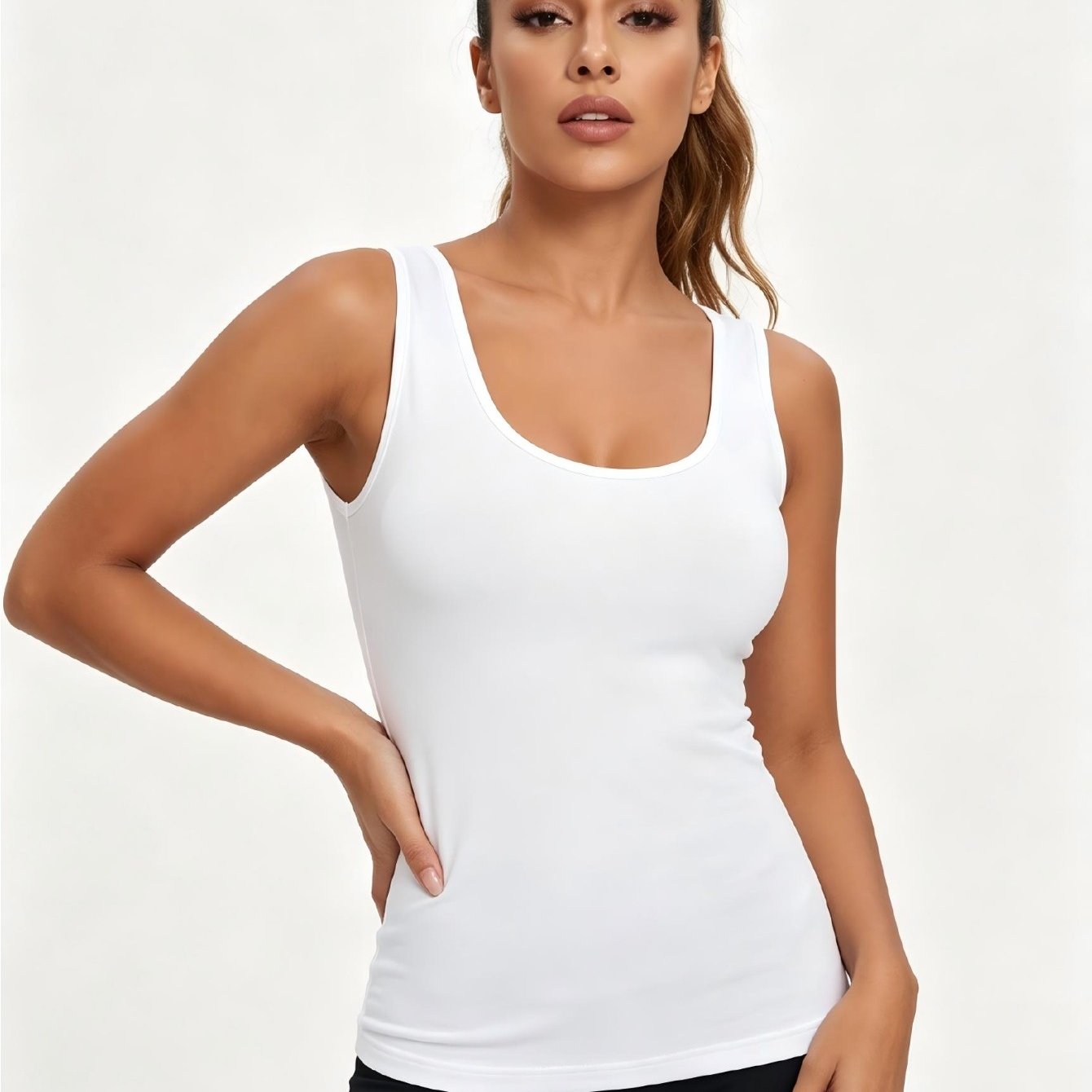 TEMU 1pc Women's Basic Tank Top, Soft, Breathable, And Stretchy, Essential Four-season Base Layer, Suitable For Home And Commuting