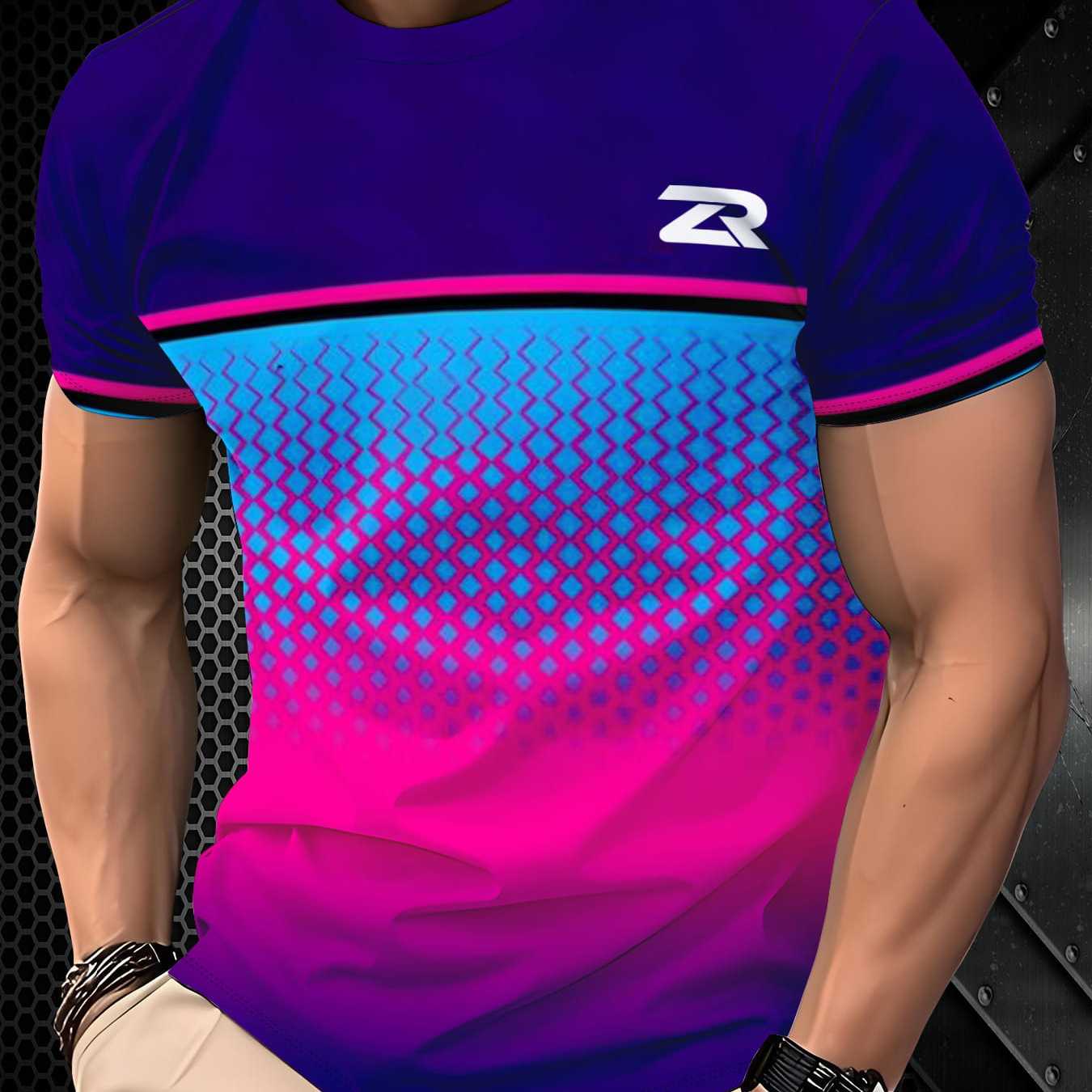 TEMU New 3d Men's Casual Trendy Print Short-sleeve T-shirt