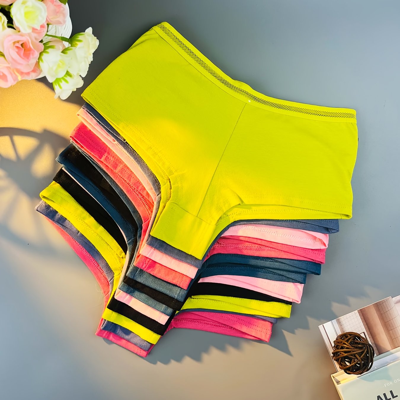 TEMU 12pcs/pack Seamless Simple Solid-color Women's Underwear Waist Hollowed-out, Elastic, Comfortable, Breathable And Soft No Lines Of Underpants