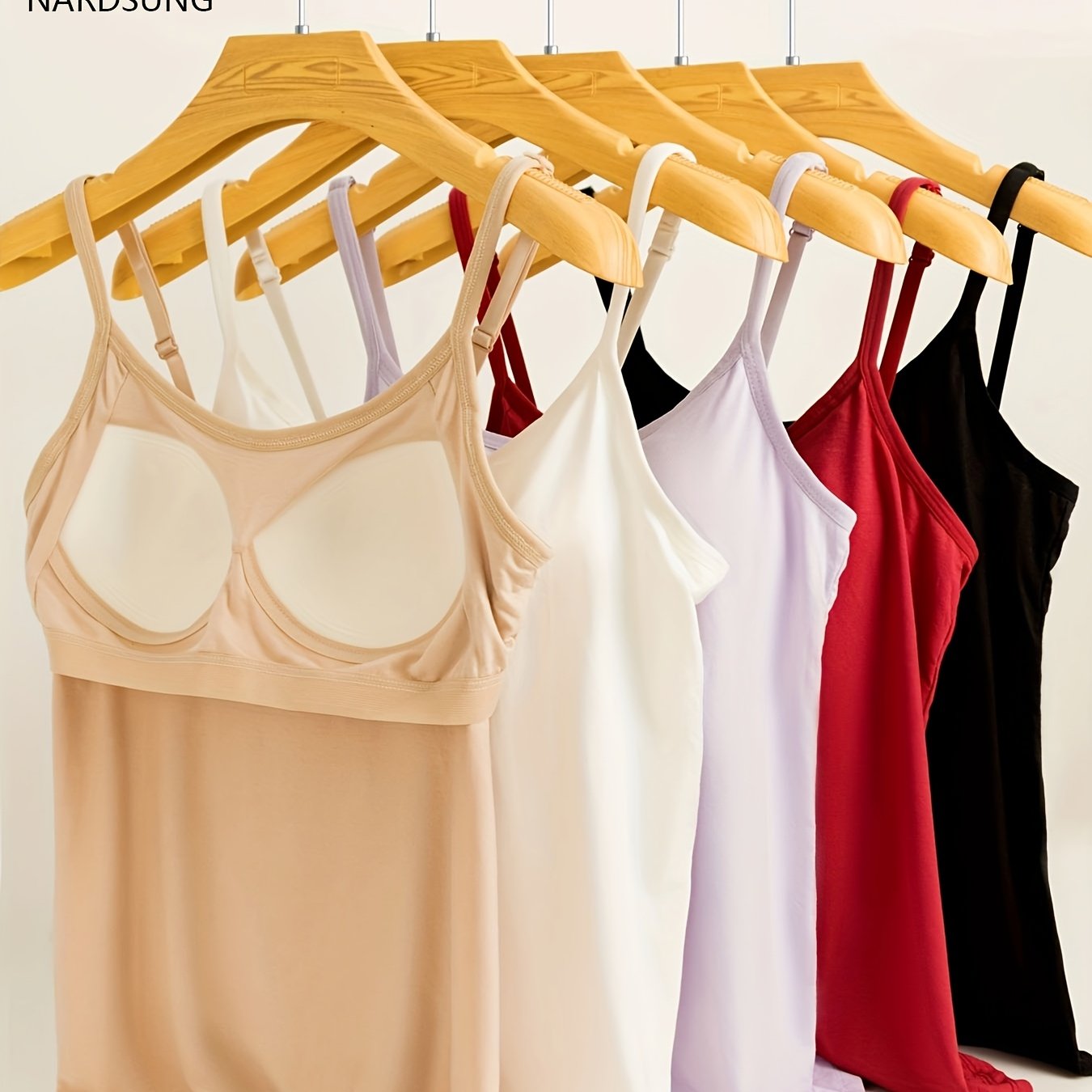 5pcs Sleeveless Tops With Built-in Padded Bras, Wearable As Inner Or Outer Layers, Fit, Sweet And Sensual Style