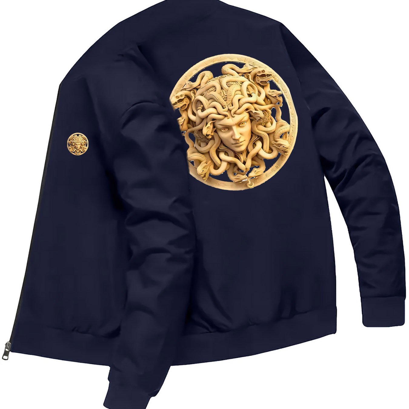 TEMU Veste d'automne-hiver pour homme, tendance et , avec motif sculpté de Medusa, style jeunesse, coupe décontractée premium, col , haut cool et
