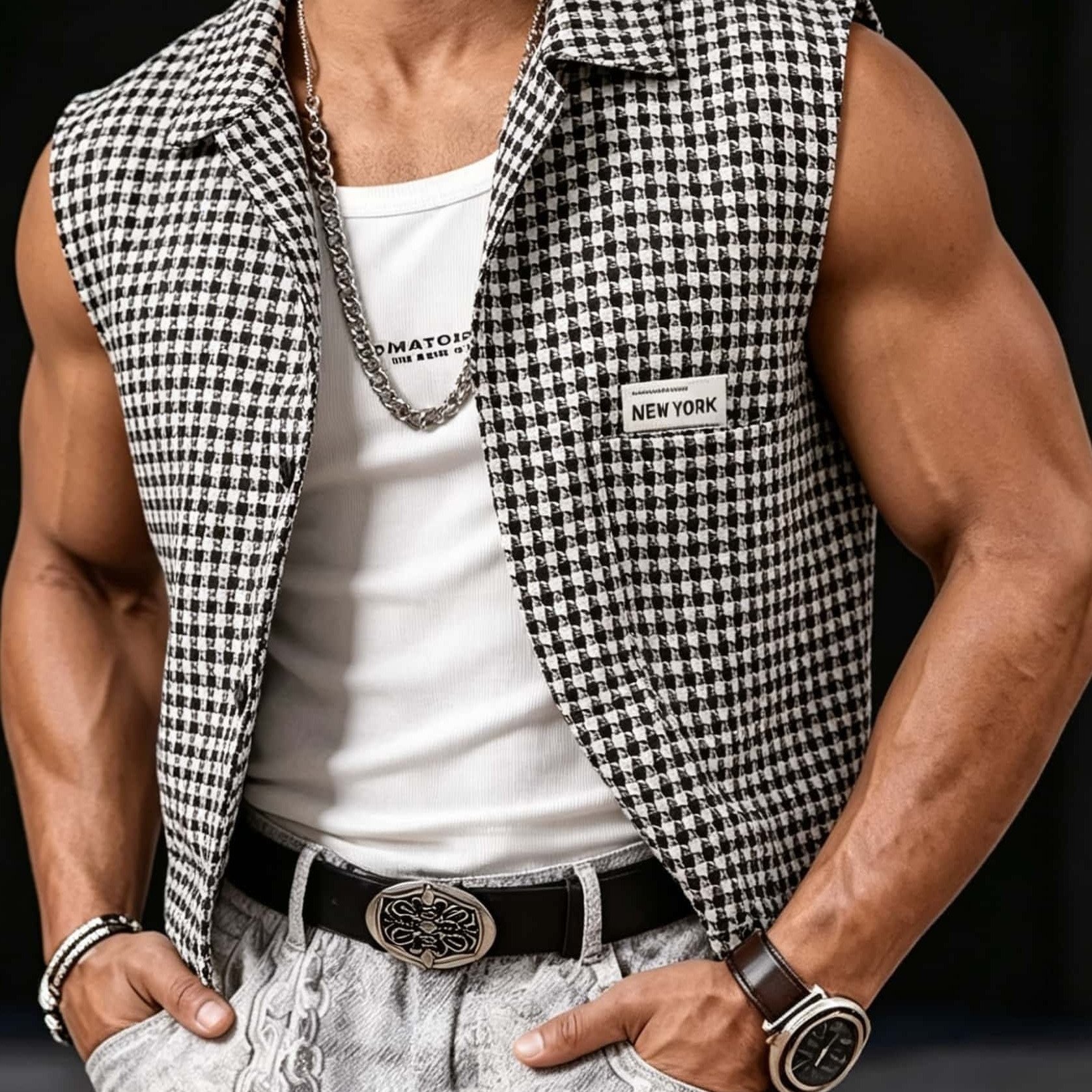 TEMU Men's Casual Short Shirt, New Summer Lapel Sleeveless Vest Short-sleeve T-shirt, Loose, Comfortable, And Breathable, Suitable For And Commuting,