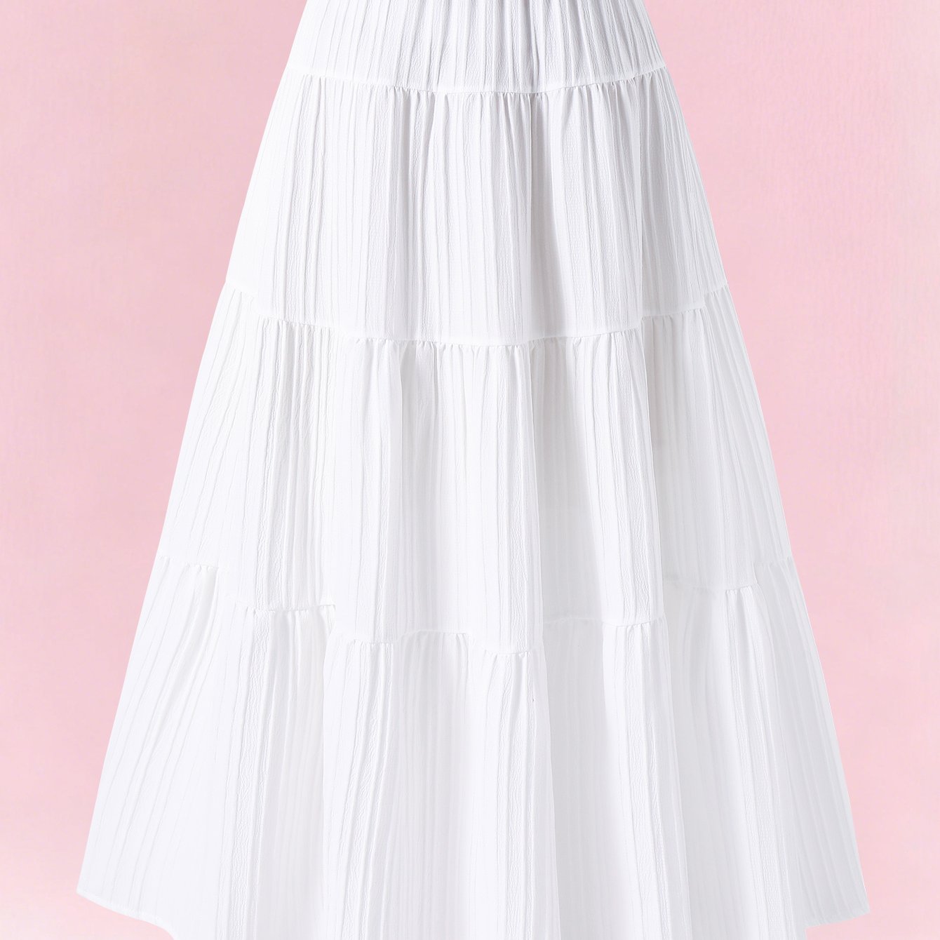 TEMU Directional Girls' Skirt Casual Elegant Midi Pleated Skirt With Striped Design, Casual Wear For Girls, Vacation, Play, Party, Comfortable Skirt,