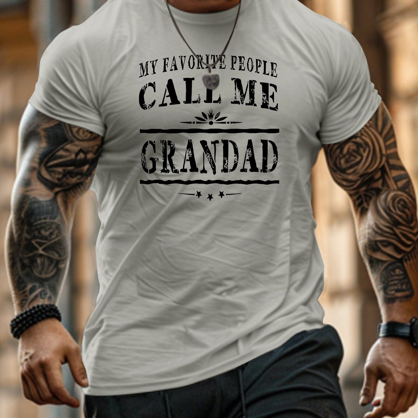 TEMU Grandad Print Tee Shirt, Tees For Men, Casual Short Sleeve T-shirt For Summer