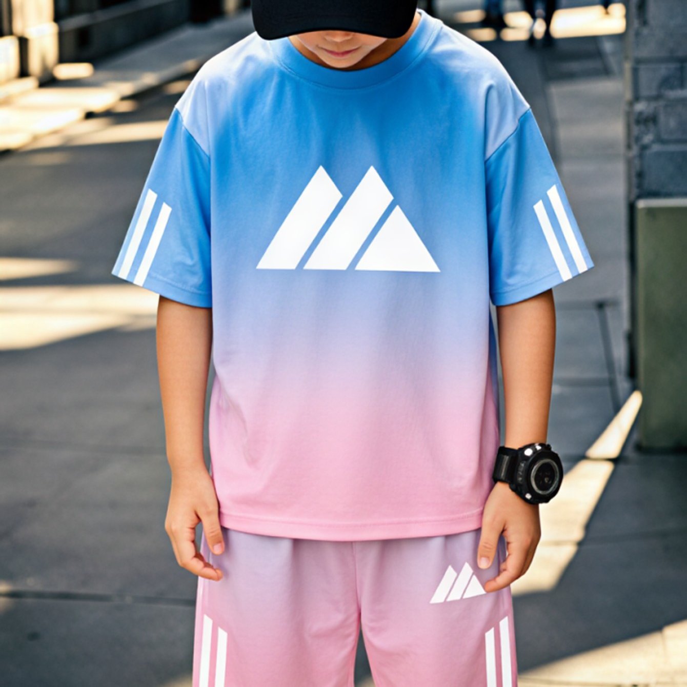 TEMU 2026 New Style Short-sleeve T-shirt And Shorts Set For Boys And Girls, Vibrant Sporty Print Children's Clothing, Fashionable And Trendy, Casual