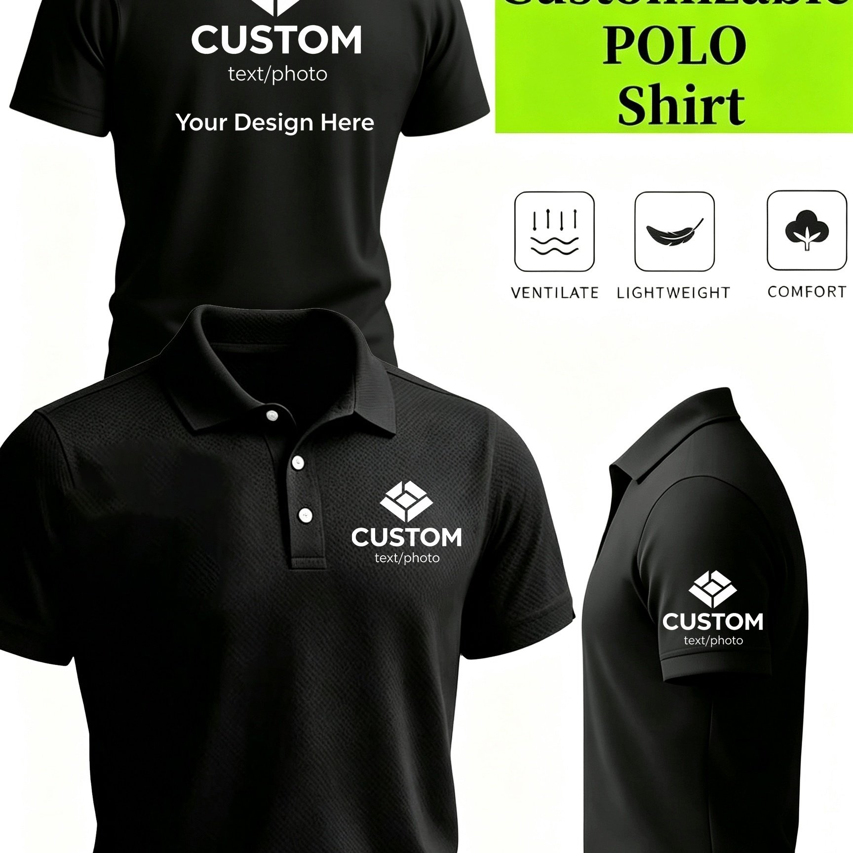 TEMU Customizable Men's Shirt - Customizable Chest, Left Arm, Back For Corporate Uniforms And - Suitable For Companies, Team Customization, Enhancing