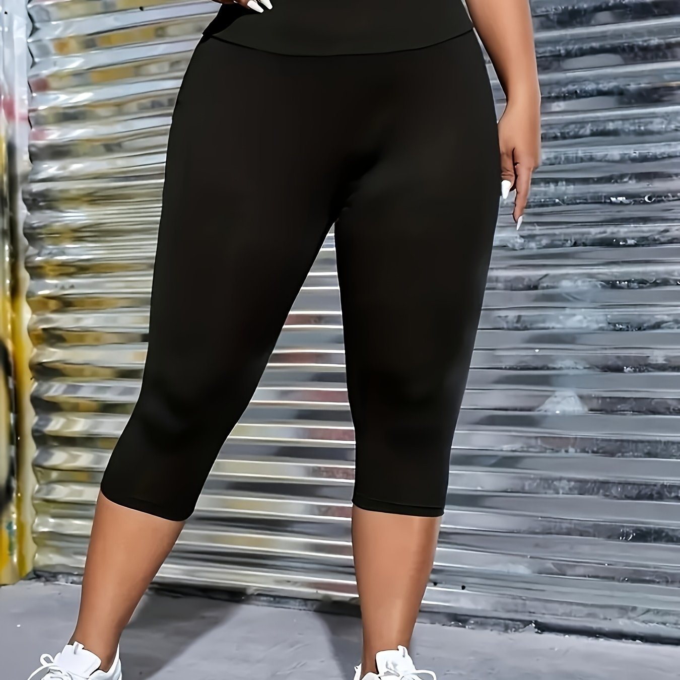 TEMU Plus Size, Plus Size High-stretch Sports Base Layer Capri Leggings