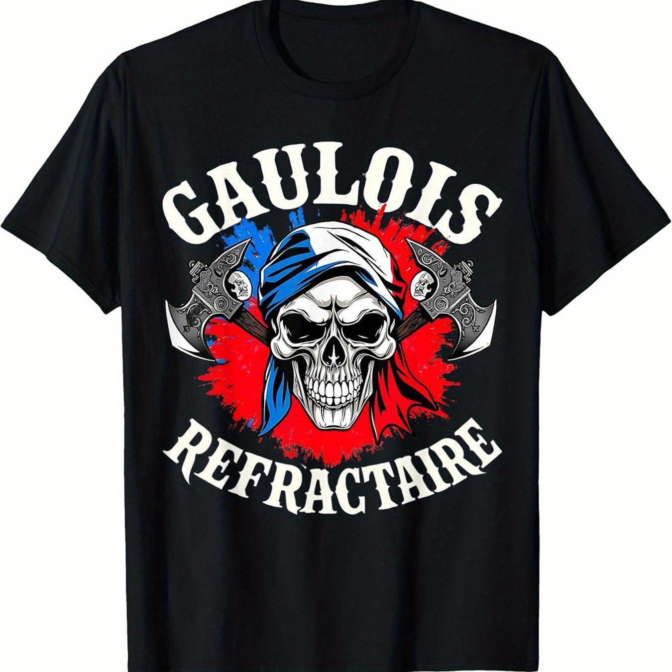 TEMU T-shirt Gaule Française pour Homme avec "Gaule" et Motif Fleur Tricolore - T-shirt Humoristique à Col Rond avec Argot Français, Idéal pour Tenue