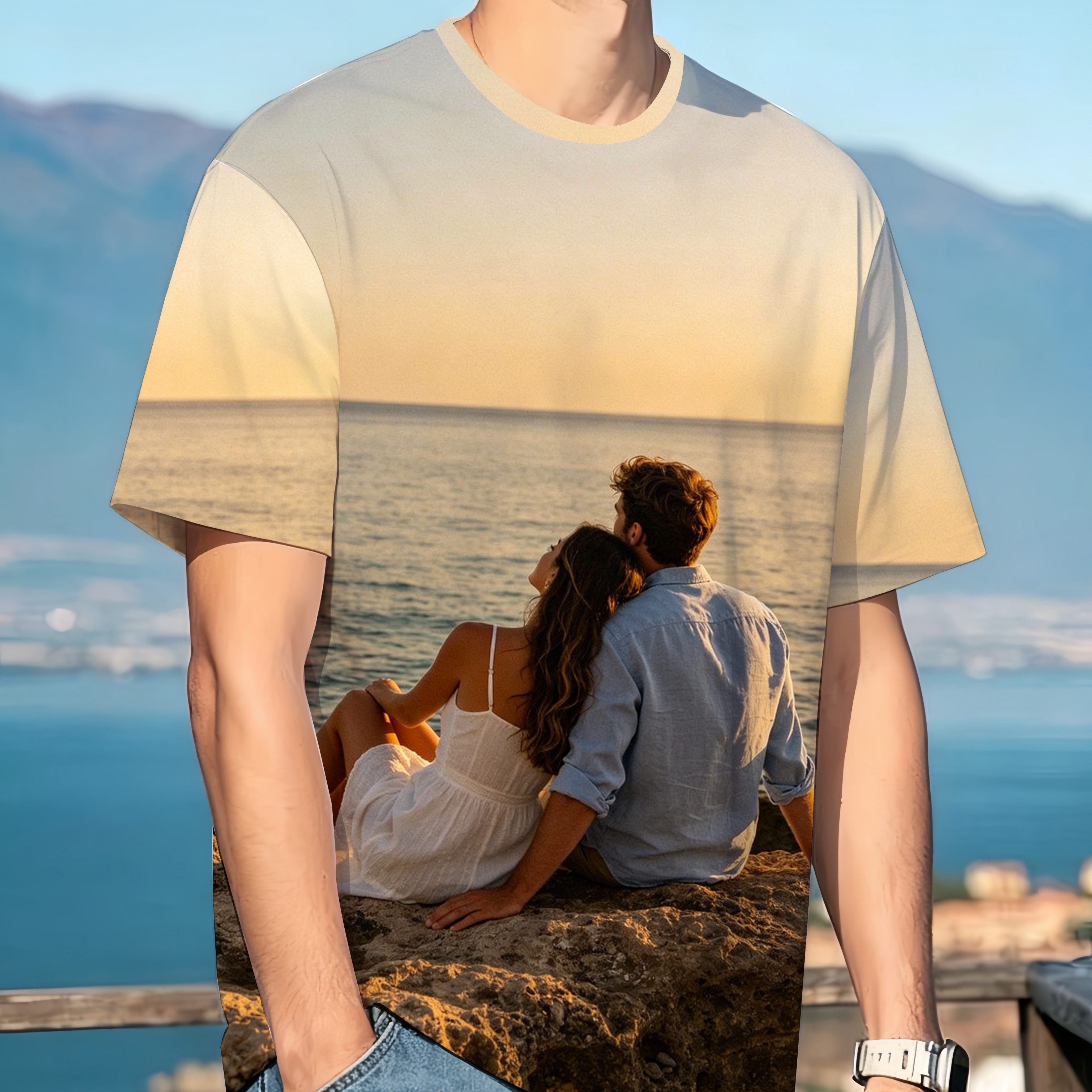 TEMU Custom Photo/text T-shirts For Men And Women - Comfortable And Breathable Crew Neck Short Sleeves, Slightly Stretchy - Personalized Gift For