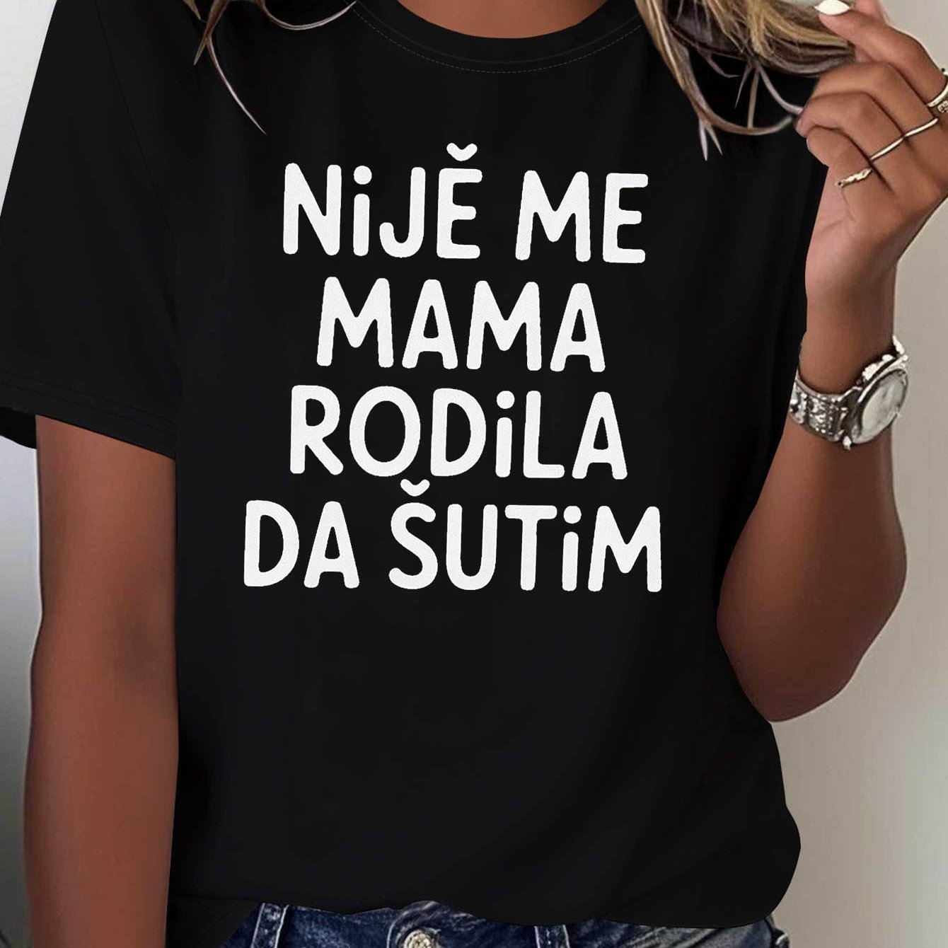 TEMU I 't Born To Be Silent, Printed T-shirt For Women, Short Sleeves, Round Neck, Casual Wear For Spring And Summer, Use And Holiday Gifts