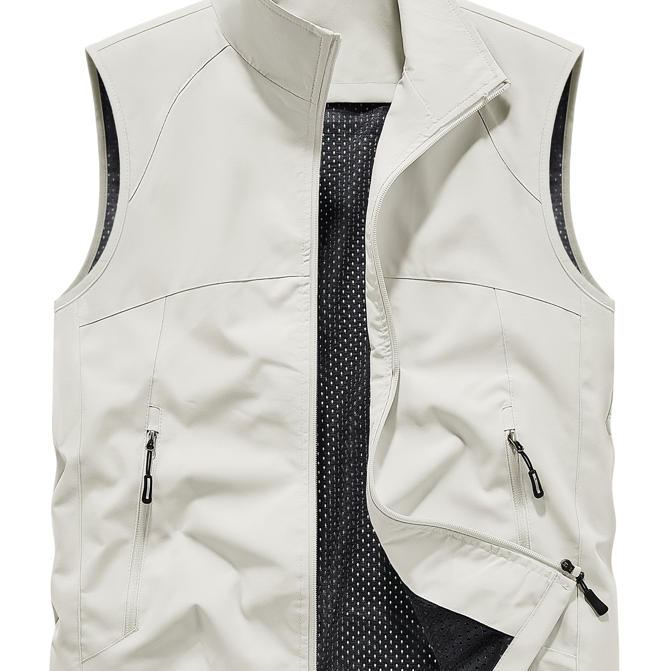 TEMU Men's Lightweight Vests For Spring And Summer, Sleeveless Jackets With Multiple Zip Pockets, Casual Zip-up Vests For Outdoor Activities And