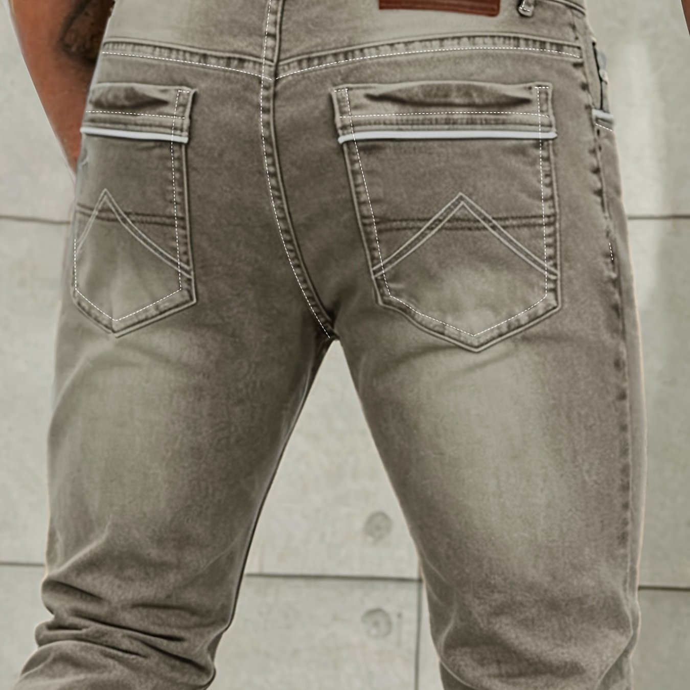 TEMU Men's Slim Fit Stretch Washed Jeans, Tapered Leg Casual Streetwear Denim Pants