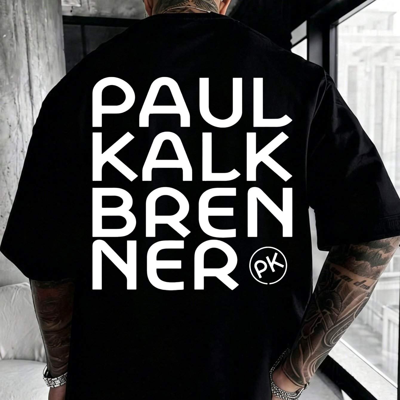 1pc 2026 New Style Back Print Funny Unisex T Shirt Pk Logo Black Fashionable Casual Wear For Everyday Streetwear Gift For Music Lovers 100 Trendy Short Sleeve Top