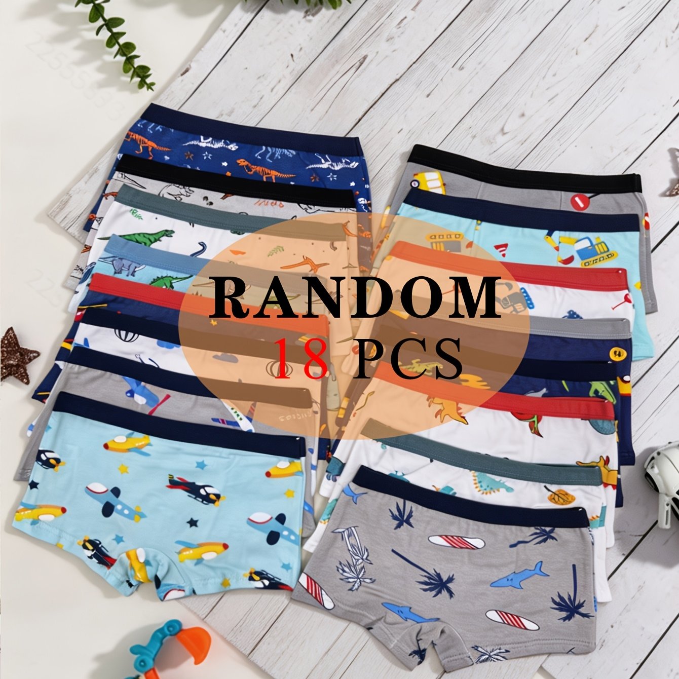 Image of Random 18pcs Boys' Boxer Briefs With Cute Cartoon Car Print, Stretchy And Comfortable Boys' Underwear