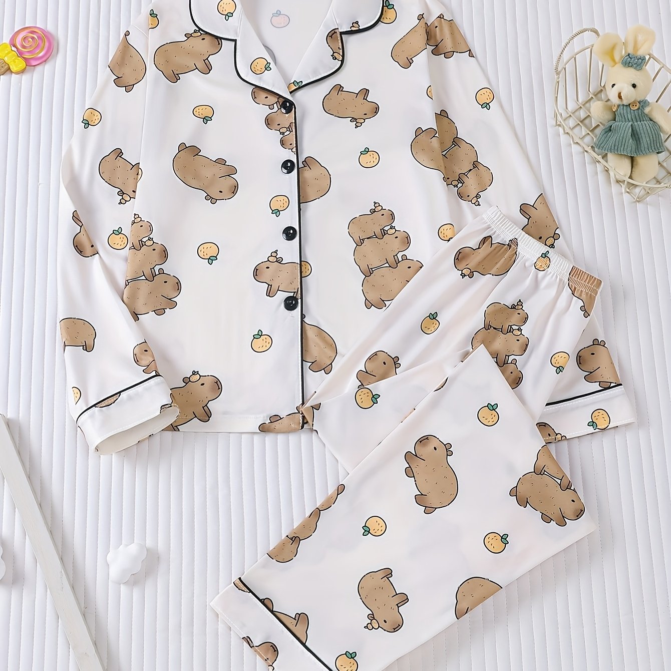 Image of Tanyun Kids' Pajamas For Girls And Boys, 2025 New Autumn And Winter, Flame Retardant Thin Long Sve Pants 2pcs Set, Wearable At Home And Outside
