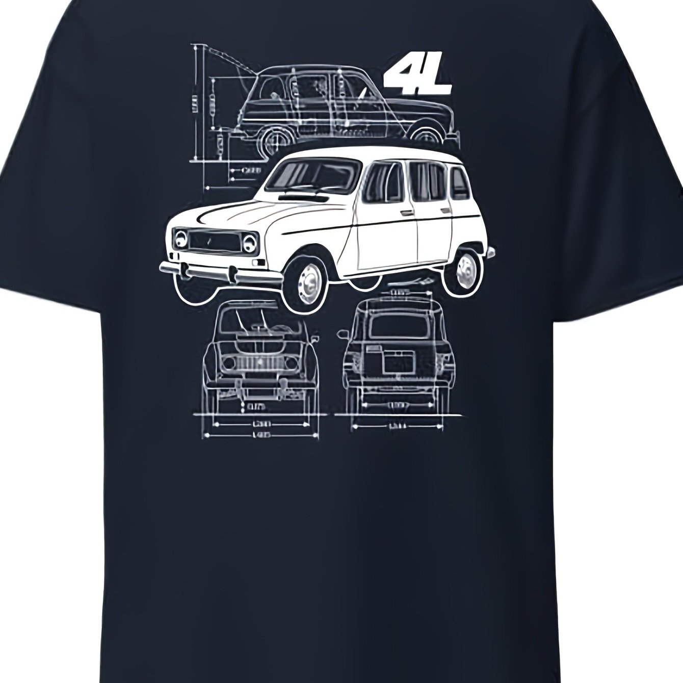 Image of Sisidsi Vintage 4l T-shirt Featuring Car Retro Icon, Suitable For Outdoor Leisure, Breathable For , Unisex Design, Crew Neck Style, And Made From Slightly Stretchy Fabric, Plus Size