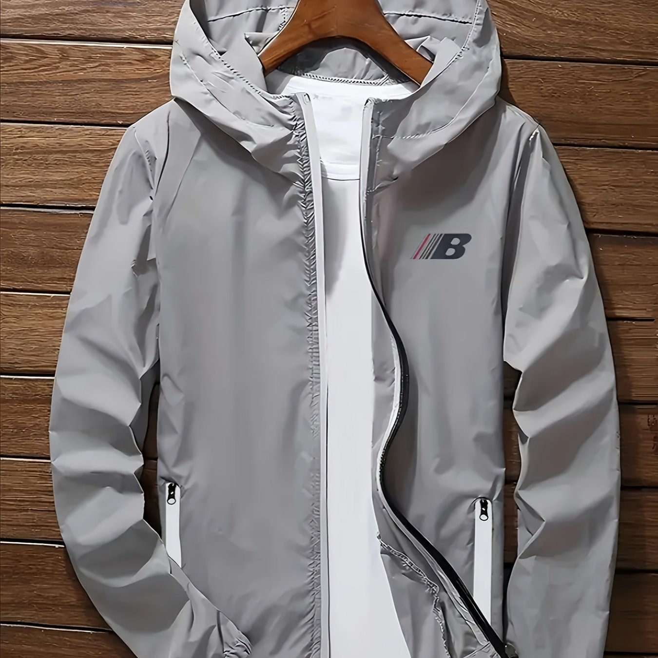 Obm Men' Color Long Sleeve Casual Sport Top Jacket With Zipper Pocket, Lightweight Jacket
