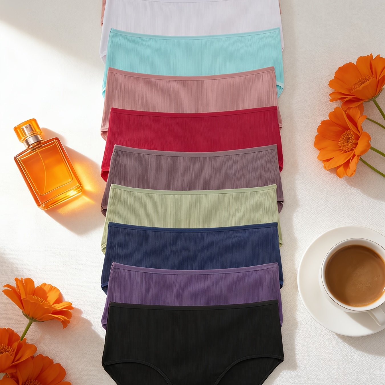 TEMU Large Size 10pcs Set Of Fashionable Elegant Comfortable Breathable Edge Soft And Fitting -friendly Yoga And Fitness Sports Women's Underwear