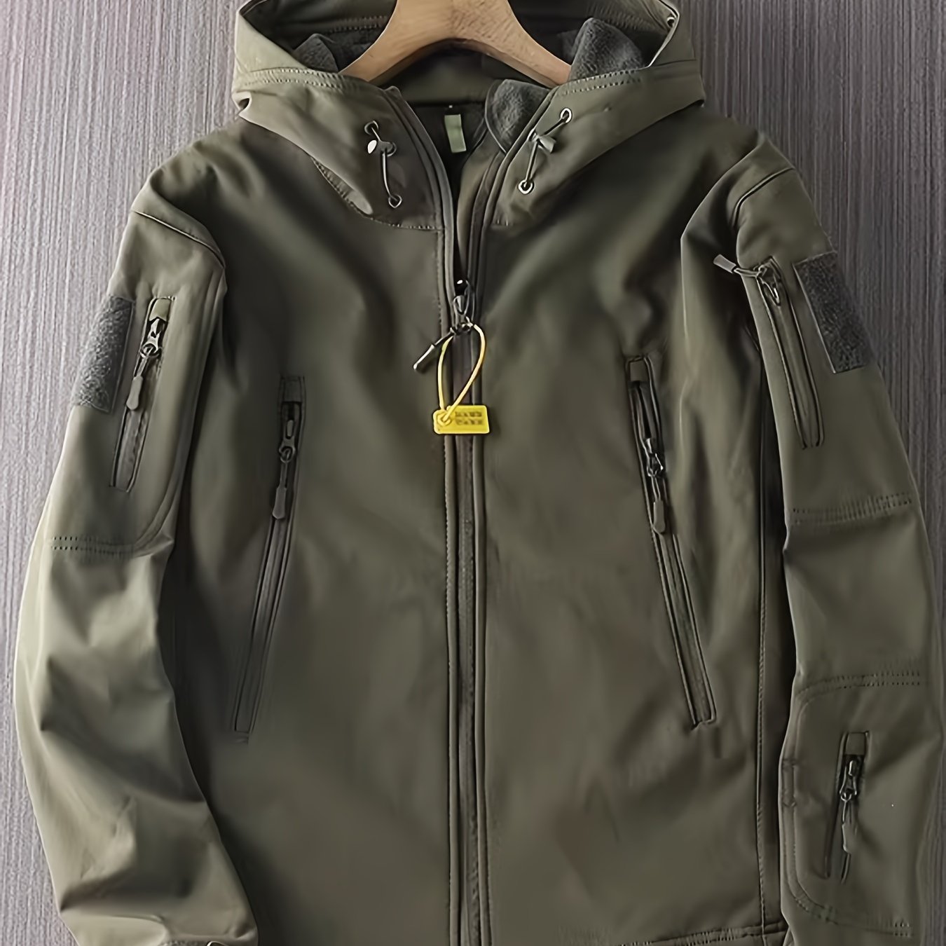 Image of Men' Color Jacket With Hood, Fleece-lined For , Outdoor Sports Jacket Suitable For Cycling, Fishing, Mountaineering, And Hiking, Autumn Layers, Hunting