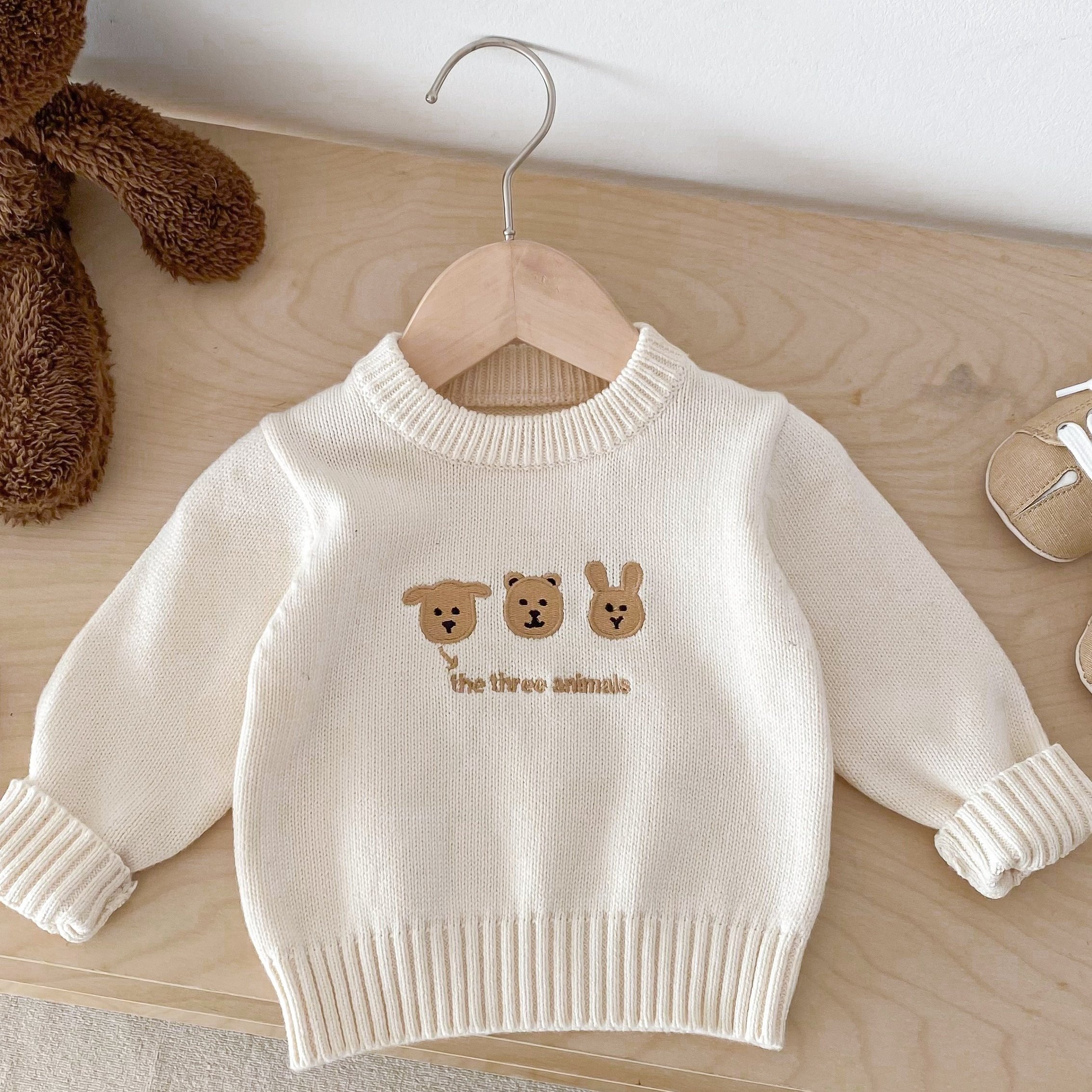Baby Animal Sweater Knit Top Autumn Infant Round Neck Pullover Warm Base Layer T-shirt