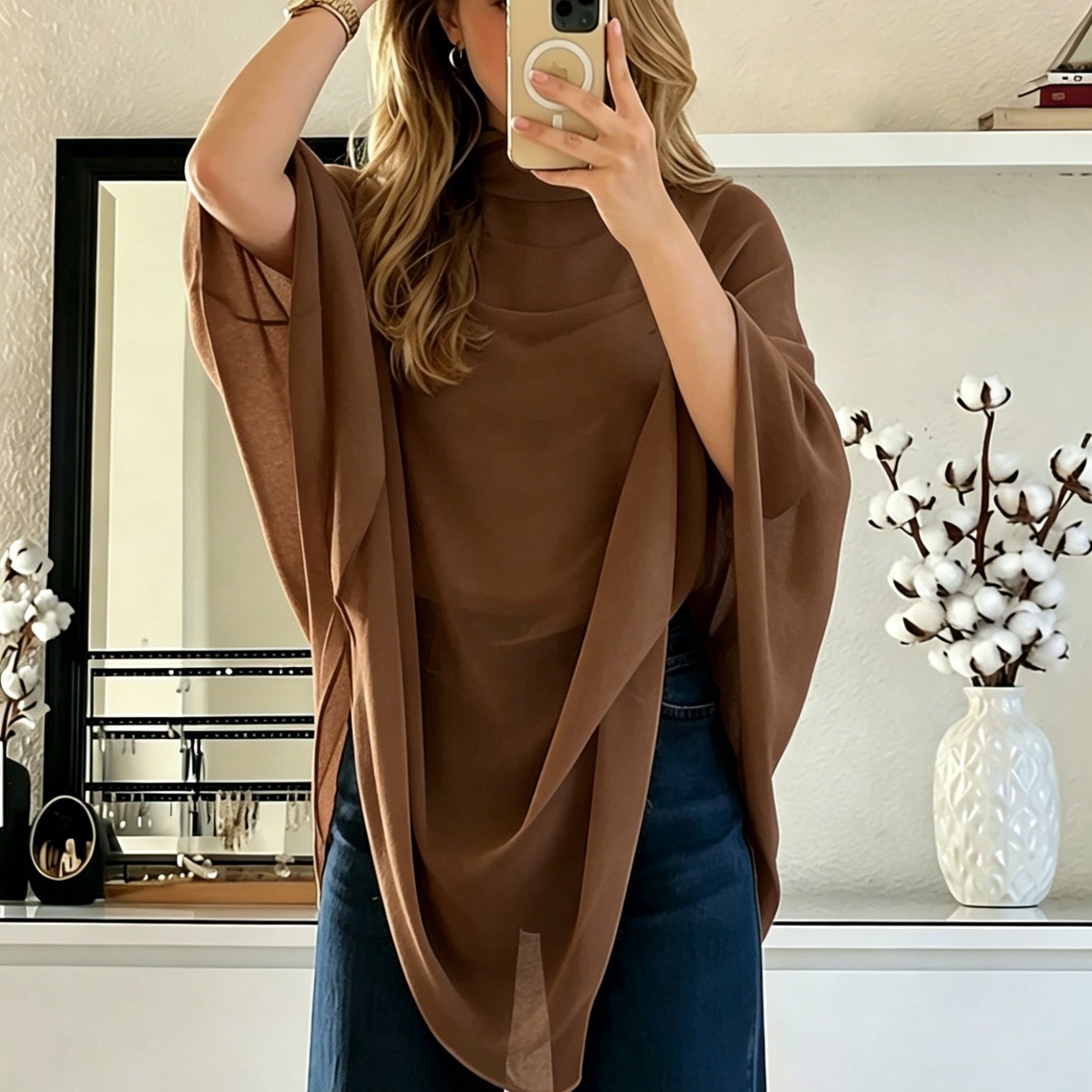 TEMU Haut femme en à ourlet asymétrique - Blouse décontractée pour les quotidiens, haut à en dessous non inclus