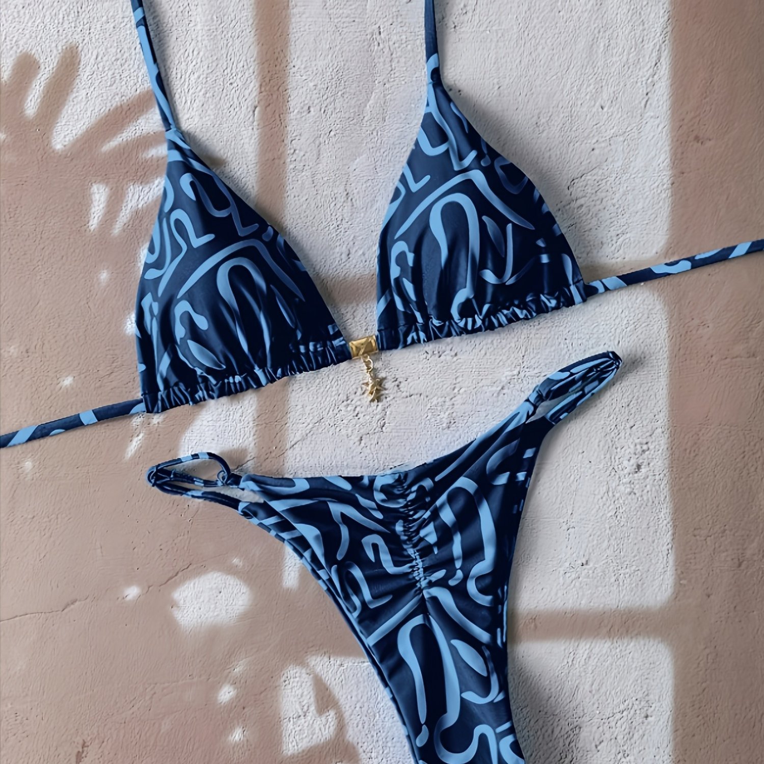 TEMU Dark Patterned Two-piece Swimsuit