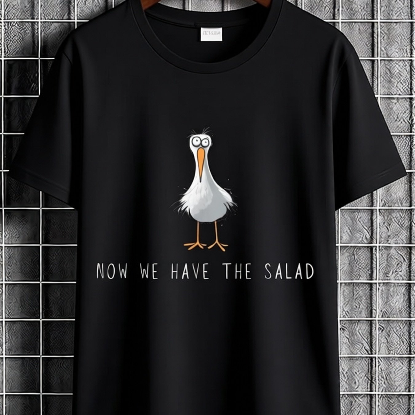 Image of Black T Shirt With And Have The Salad Print For Casual Wear