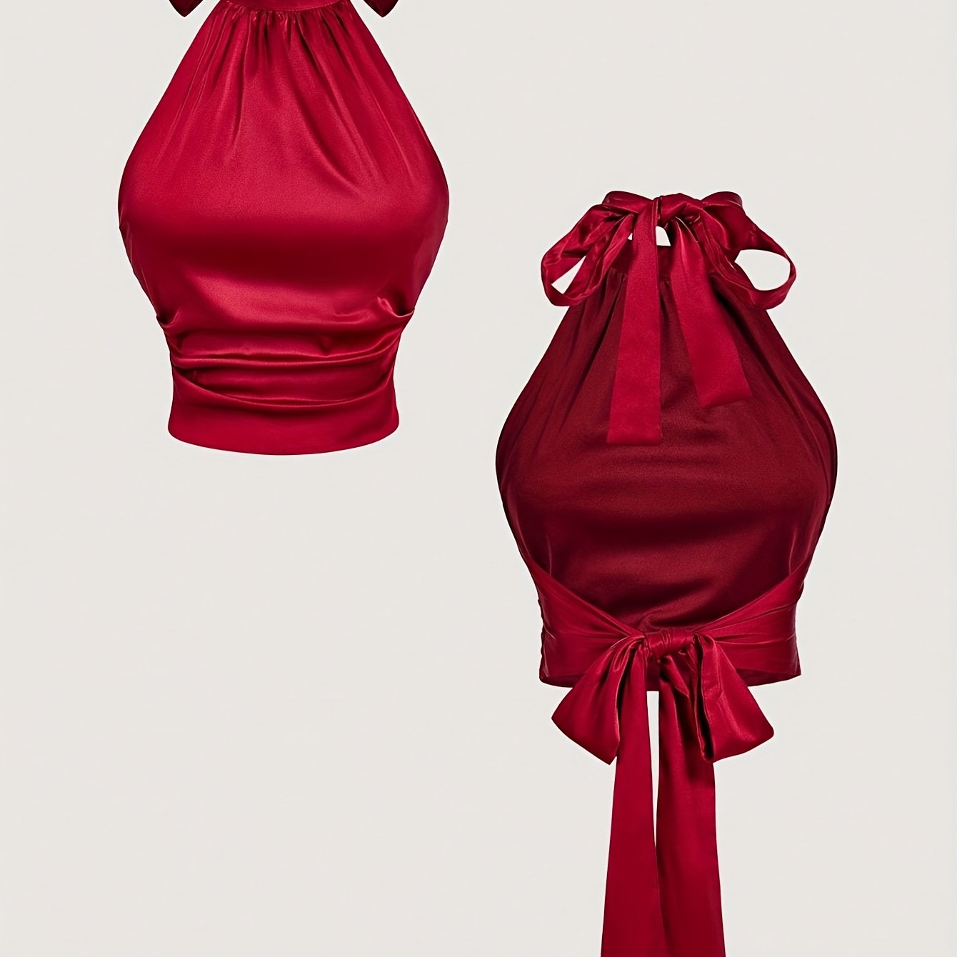 TEMU Women's Spring/summer Red Satin Backless Fashion Camisole